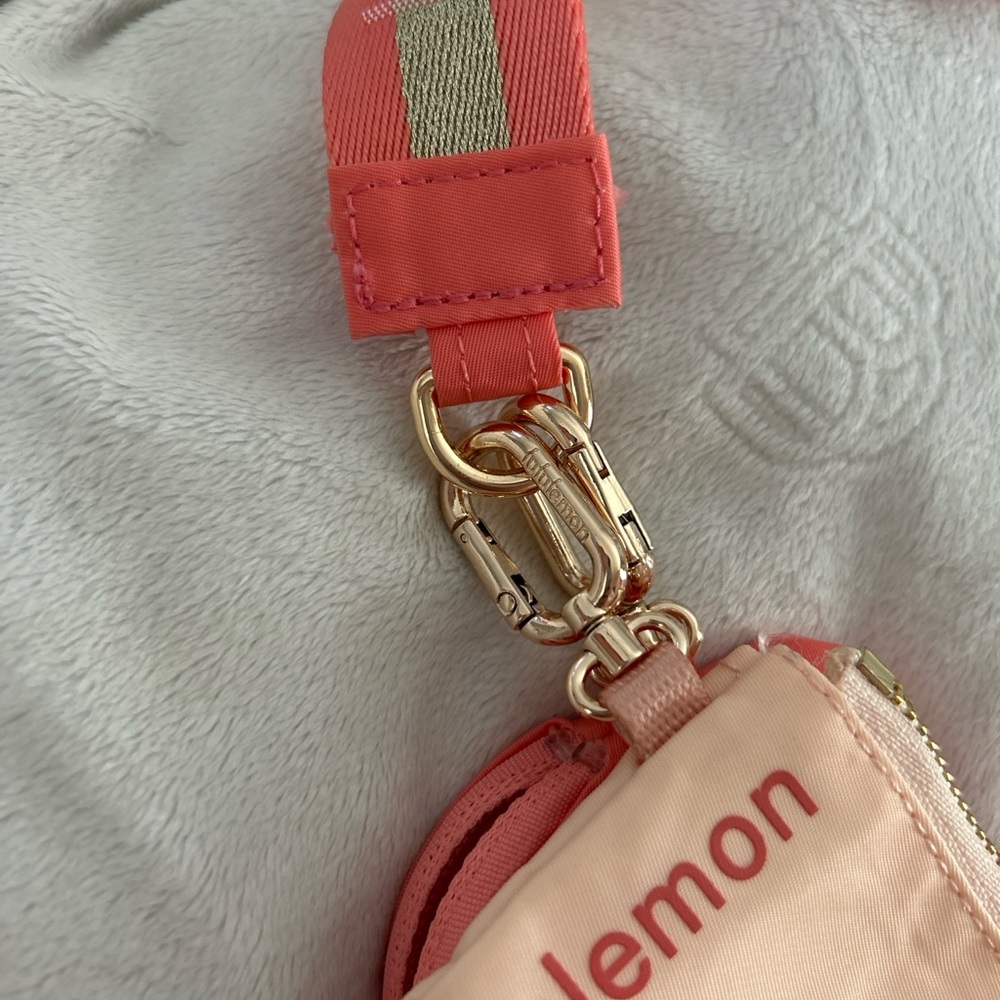 Lululemon Dual Pouch Wristlet Coral Blush Gold Hardware